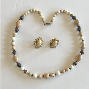 Natural Colored 24 Inch Necklace with Matching Pierced Earrings.